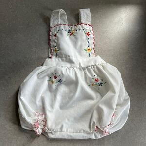 Vintage Baby Girl Cradle Togs Bubble Romper Embroidery 6 months